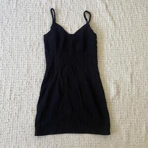Women's Black Linen Braided Strep Mini Dress - Size XS